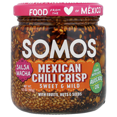 Somos, Salsa macha, Chili mexicano crujiente, Dulce y suave, 185 g (6,5 oz)