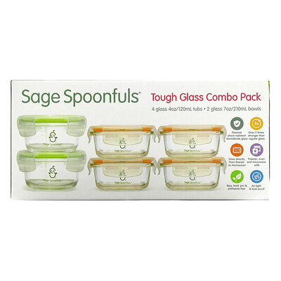 Sage Spoonfuls Комбинированный пакет из прочного стекла, 6 шт.