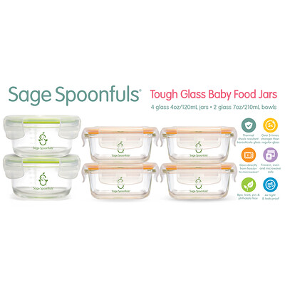 Sage Spoonfuls Комбинированный пакет из прочного стекла, 6 шт.