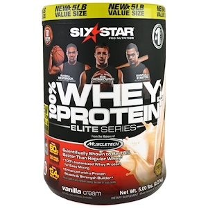 Six Star, Elite Series 100% Whey Protein Plus,Vanilla Cream, Net Wt 5 lbs (2.27 kg)