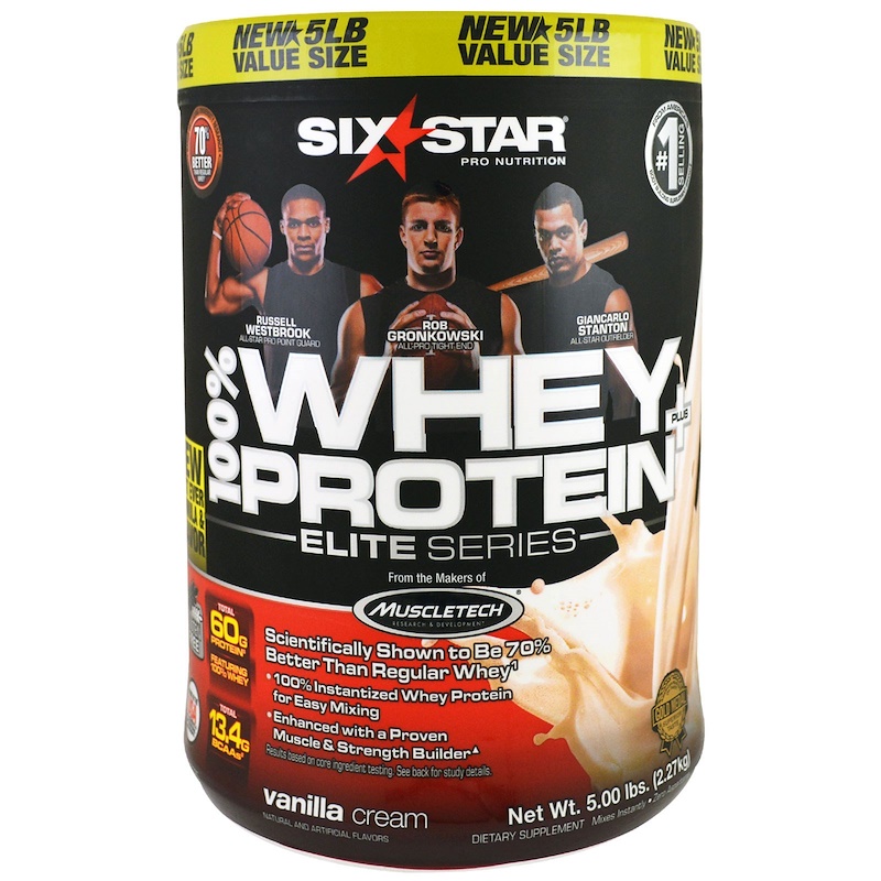Six Star, Elite Series, 100 Whey Protein Plus, Vanilla Cream, 5.00 lbs (2.27 kg) iHerb