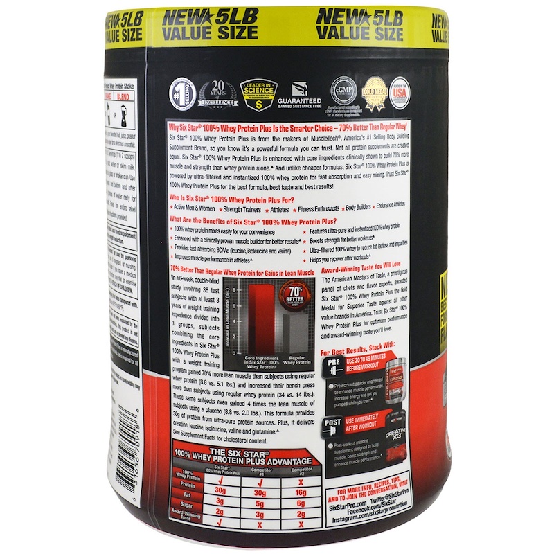 Six star elite series 100 whey protein plus vanilla cream 5 00 lbs