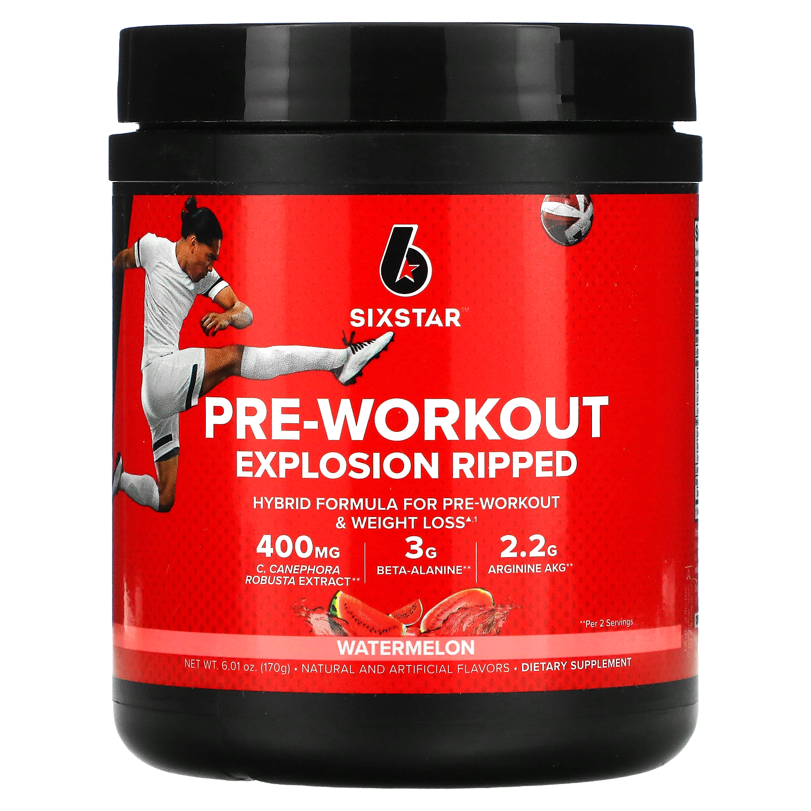 SIXSTAR, PreWorkout Explosion, Ripped, Watermelon, 6.01 oz (170 g)