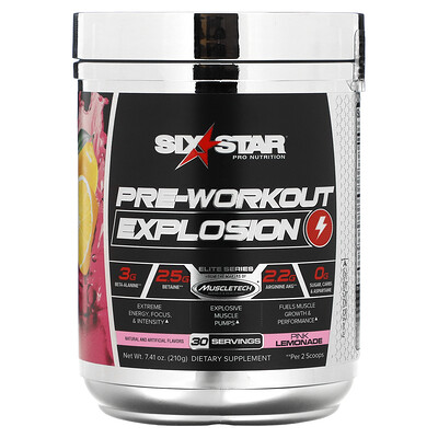 Six Star Elite Series, Pre-Workout Explosion, Pink Lemonade, 7.41 oz (210 g)