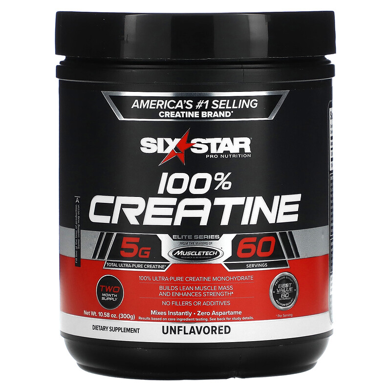 Sixstar 100 Creatine Unflavored 1058 Oz 300 G 0196