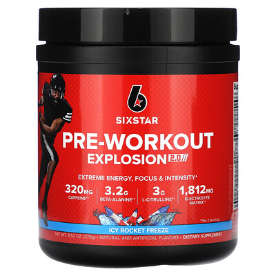SIXSTAR  Pre-Workout Explosion 2.0  Icy Rocket Freeze  9.52 oz (270 g)
