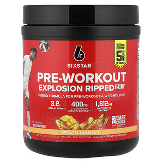 SIXSTAR, Pre-Workout Explosion Ripped 2.0, Peach Mango, 8.47 oz (240 g)