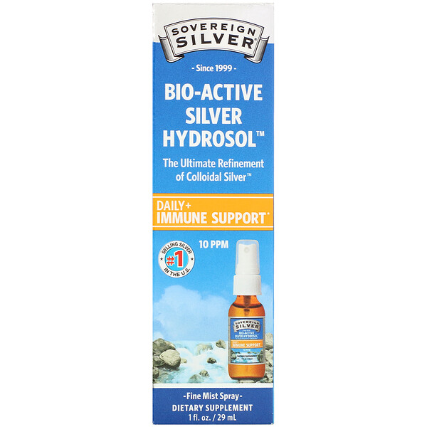 Sovereign Silver, Биоактивный гидрозоль серебра, спрей-спрей, 10 част. / Млн, 29 мл (1 жидк. Унция)