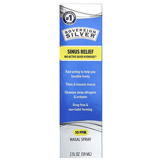 Sovereign Silver, Bio-Active Silver Hydrosol™, Spray nasal pour le soulagement des sinus, 10 PPM, 59 ml