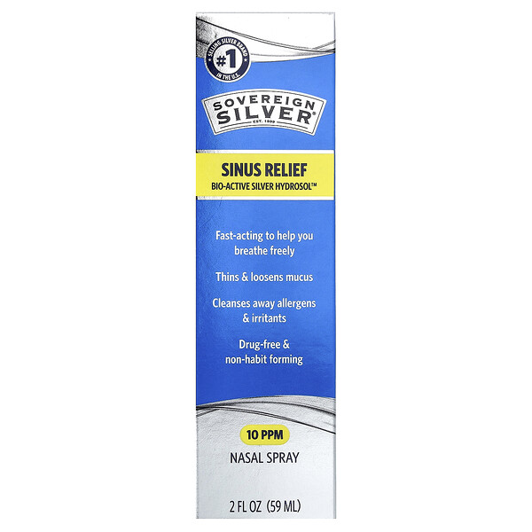 Sovereign Silver Bio-Active Silver Hydrosol™, Nasal Spray, Sinus Relief, 10 PPM, 2 fl oz (59 ml)