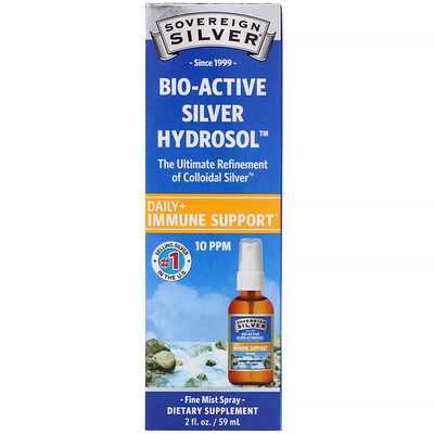 Sovereign Silver Bio-Active Silver Hydrosol, мелкодисперсный аэрозоль, 10 част./млн, 59 мл (2 жидк. унции)