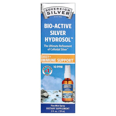 Sovereign Silver Bio-Active Silver Hydrosol мелкодисперсный аэрозоль 10 част./млн 59 мл (2 жидк. унции) (10 част./млн в 30 распылениях)