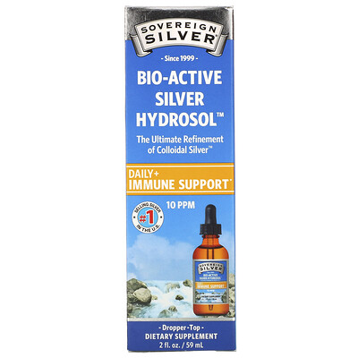 Sovereign Silver Bio-Active Silver Hydrosol с капельным дозатором, ежедневная и иммунная поддержка, 10 ч/млн, 59 мл (2 жидких унции)
