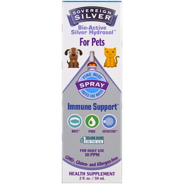 Sovereign Silver, BioActive Silver Hydrosol, For Pets, Immune Support Spray, 2 fl oz (59 ml