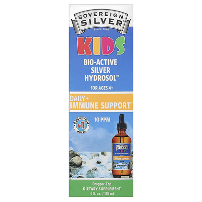 Sovereign Silver, Hydrosol™ de plata bioactiva para niños, De 4 años en adelante, 118 ml (4 oz. líq.)