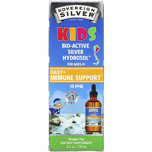 Отзывы о Соверинг Силвер, Kids Bio-Active Silver Hydrosol, Daily Immune Support, Ages 4+, 10 PPM, 4 fl oz (118 ml)