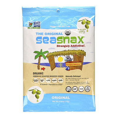 SeaSnax Classic Olive, Roasted Seaweed Snack, 5 sheets - .54 oz (15 g)