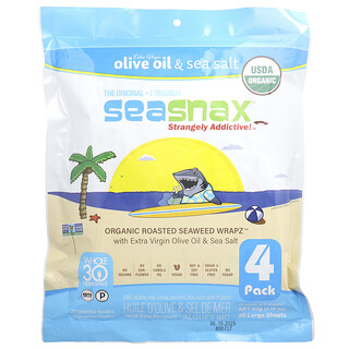 SeaSnax, 유기농 구운 Seaweed Wrapz™, 올리브오일 및 천일염, 대형 시트 20장, 60g(2.16oz)