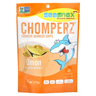 Купить SeaSnax Chomperz, хрустящие чипсы из морских водорослей, с луком, 1 унций (30 г)