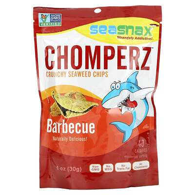 

SeaSnax Chomperz хрустящие чипсы из морских водорослей со вкусом барбекю 1 унция (30 г)