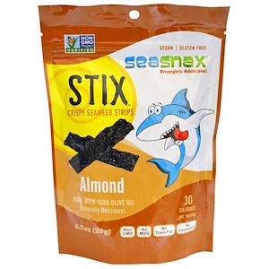 Отзывы о Сиснэкс, Stix Seaweed Strips, Almond, 0.7 oz (20 g)