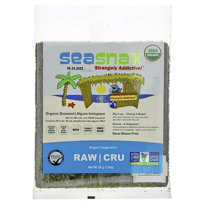 SeaSnax Raw Seaweed, 10 sheets - 1 oz (28 g)