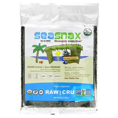 SeaSnax Органические водоросли, 28 г (1 унция)  - купить со скидкой