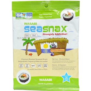 Отзывы о Сиснэкс, Premium Roasted Seaweed Snack, Wasabi, 0.54 oz (15 g)