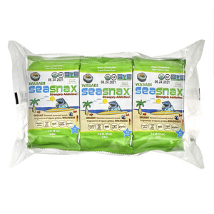 Отзывы о Сиснэкс, Grab & Go, Premium Roasted Seaweed Snack, Wasabi, 6 Pack, 0.18 oz (5 g) Each