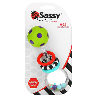 Купить Sassy Inspire The Senses, погремушка для блеска отжима, для детей 0–24 месяцев, 1 штука