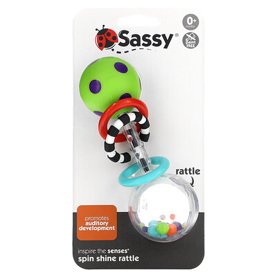 Купить Sassy Inspire The Senses, погремушка для блеска отжима, для детей 0–24 месяцев, 1 штука
