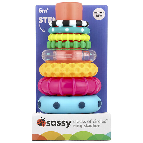 Sassy, Stack of Circles™, Ring Stacker, 6 Months+, 10 Piece Set