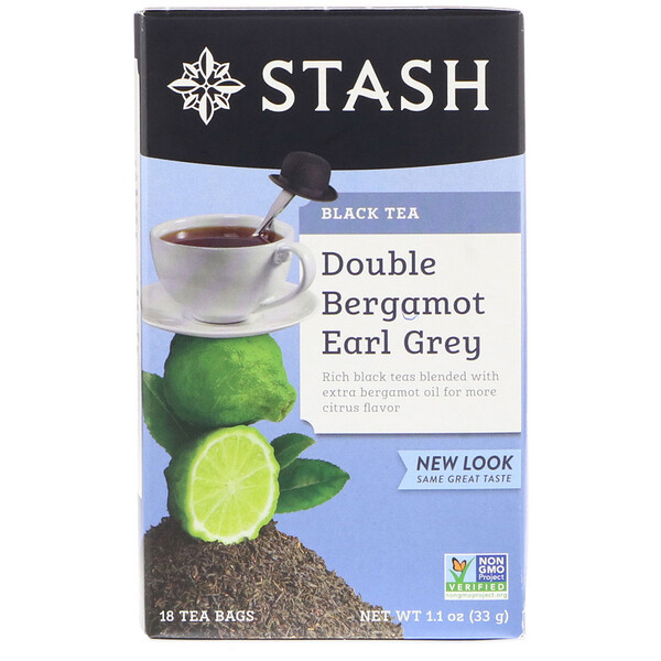 Stash Tea‏, Black Tea, Double Bergamot Earl Grey, 18 Tea Bags, 1.1 oz (33 g)