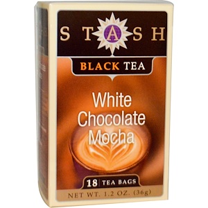 Stash Tea, Черный чай высшего сорта, белый шоколад и мокко, 18 чайных пакетиков, 1,2 унции (36 г)