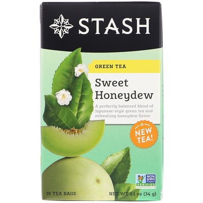 Купить Stash Tea Зеленый чай, сладкая мускатная дыня, 18 чайных пакетиков, 34 г