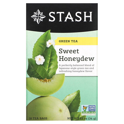 

Stash Tea, Green Tea, Sweet Honeydew, 18 Tea Bags, 1.1 oz (34 g)