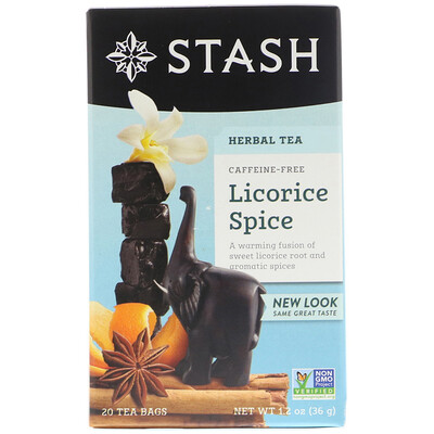 Купить Stash Tea Травяной чай высшего сорта, лакрица и пряности, без кофеина, 20 чайных пакетиков, 1, 2 унции (36 г)