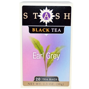 Stash Tea, Earl Grey, черный чай, 20 чайных пакетиков, 1,3 унции (38 г)