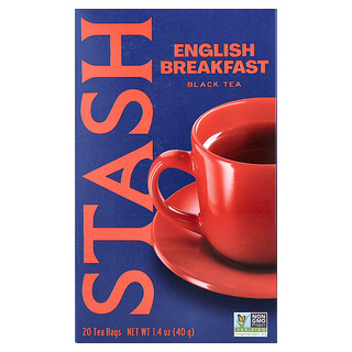 Stash Tea, Chá Preto, Café da Manhã Inglês, 20 Saquinhos de Chá, 40 g (1,4 oz)