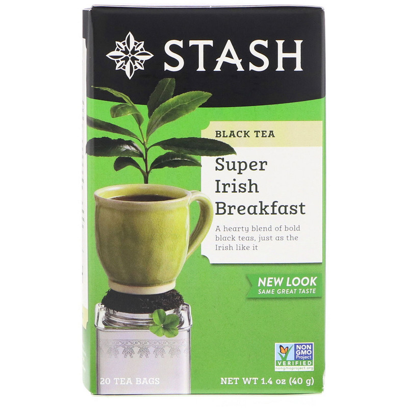 Stash Tea, Black Tea, Super Irish Breakfast, 20 Tea Bags, 1.4 oz (40 g