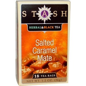 Stash Tea, Травяной и черный чай, матэ с соленой карамелью, 18 чайных пакетиков, 1,2 унции (36 гр)