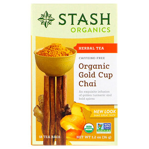 Отзывы о Стэш Ти, Herbal Tea, Organic Gold Cup Chai, Caffeine Free, 18 Tea Bags, 1.2 oz (36 g)