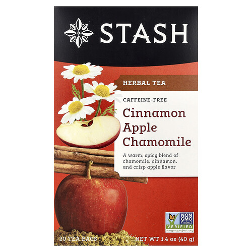 Stash Tea Herbal Tea, Cinnamon Apple Chamomile, Caffeine Free, 20 Tea Bags, 1.4 oz (40 g)