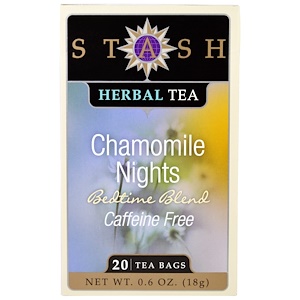 Купить Stash Tea,  "Ромашковые ночи", травяной чай с аптечной ромашкой, без кофеина, 20 чайных пакетиков, 0,6 унции (18 г)  на IHerb