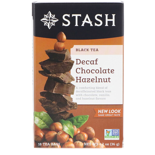Stash Tea‏, Black Tea, Decaf Chocolate Hazelnut, 18 Tea Bags, 1.2 oz (36 g)