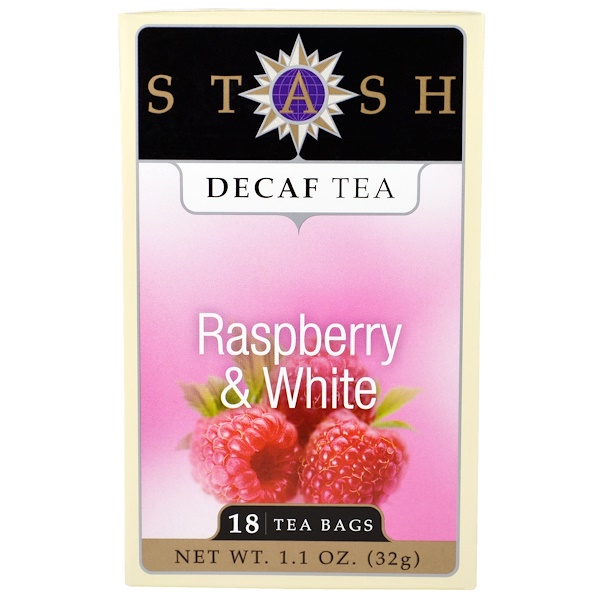 Stash Tea, Decaf Tea, Raspberry & White, 18 Tea Bags, 1.1 oz (32 g) iHerb