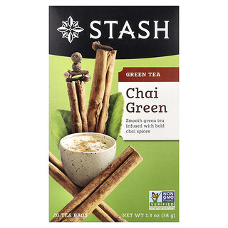 Stash Tea, Green Tea, Chai Green , 20 Tea Bags, 1.3 oz (38 g)