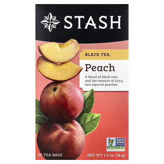 Stash Tea, Chá Preto, Pêssego, 20 Saquinhos de Chá, 38 g (1,3 oz)