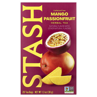 Stash Tea, Herbal Tea, манго и маракуйя, без кофеина, 20 чайных пакетиков, 38 г (1,3 унции)