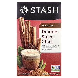 Stash Tea, Black Tea, Чай с двумя специями, 18 чайных пакетиков, 1,1 унции (33 г)